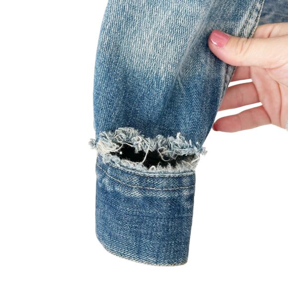 Vintage Lee Distressed Jean Jacket Sz L - Picture 3 of 6